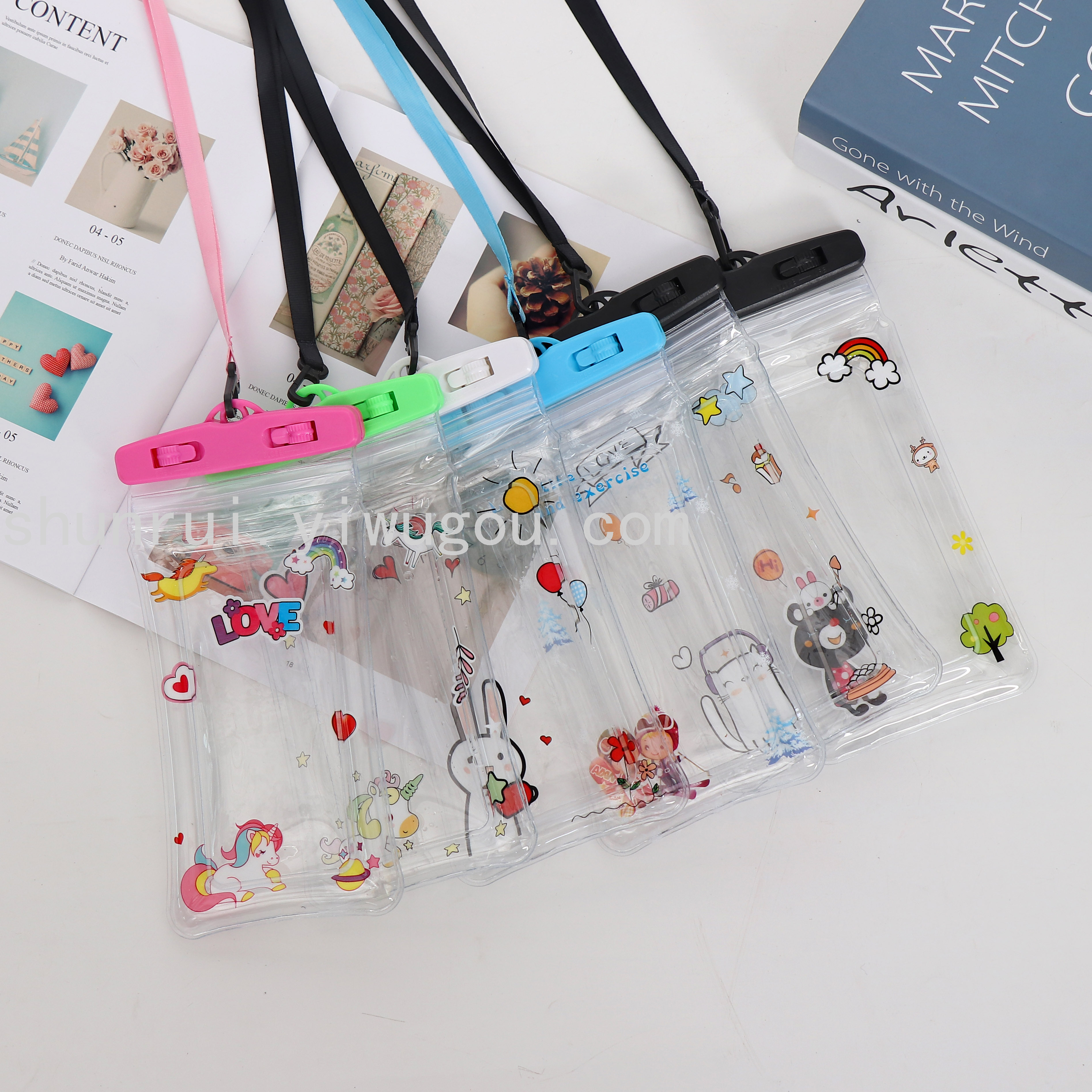 Waterproof bag for floating cartoon transparent touch screen mobile phones