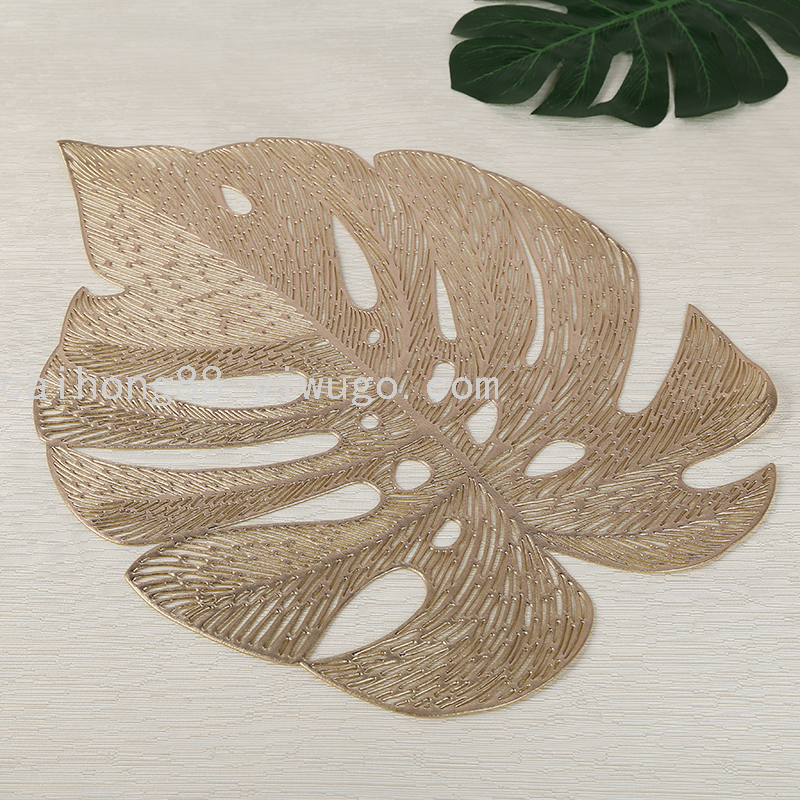 Customized wholesale of creative pvc turtle-back leaf hollowed-out pads, waterproof, oil-proof and heat-insulating Western placemats, wedding table decorations Specification drawing