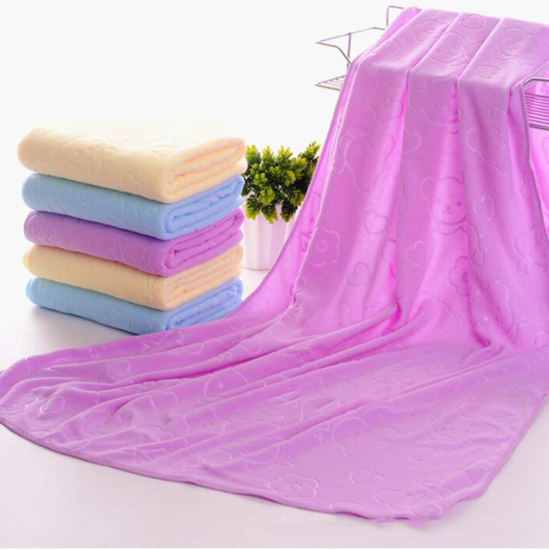 Factory direct sales of super value microfiber bear embossed towels, super soft absorbent towels, two-yuan street stall supply Item Picture