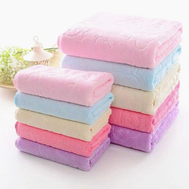 Factory direct sales of super value microfiber bear embossed towels, super soft absorbent towels, two-yuan street stall supply details Picture