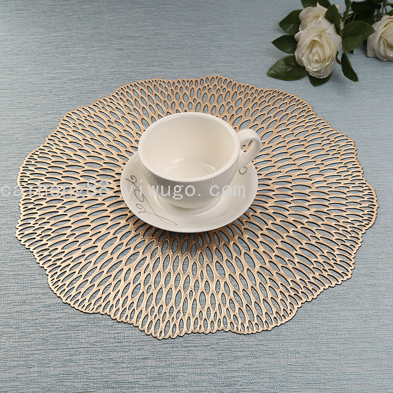 Wholesale of new 37cm hollowed-out lace water-drop placemats, creative heat-insulating placemats, oil-proof, heat-resistant and no-wash table MATS Specification drawing