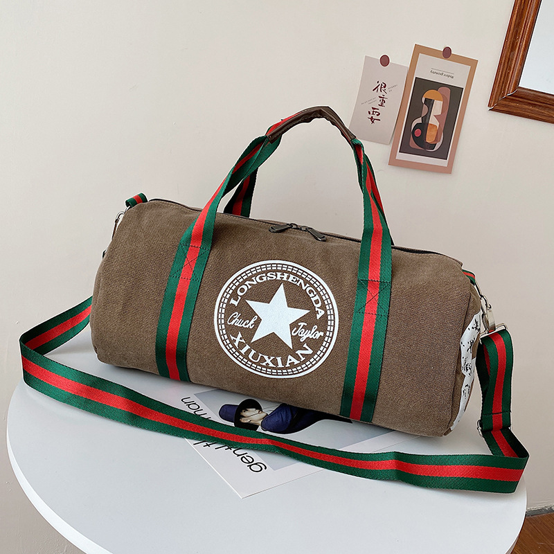 帆布健身包运动包男女单肩行李包手提包大容量背包斜挎包收纳包包