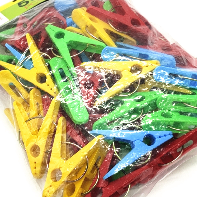 Sunshine Department Store bagged clothes drying clips, colorful plastic clips, 50-piece mixed color underwear and sock clips, windproof clips Specification image