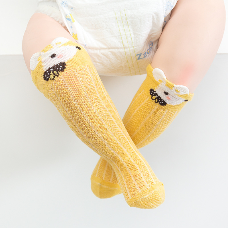 新款儿童袜子薄款夏婴儿防蚊袜长筒网眼袜过膝夏季宝宝棉袜图
