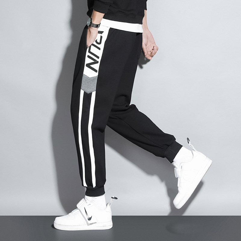 Casual pants male 202 spring and summer new men's fashion large size nine minutes pants youth trend sports pants bunched foot pants