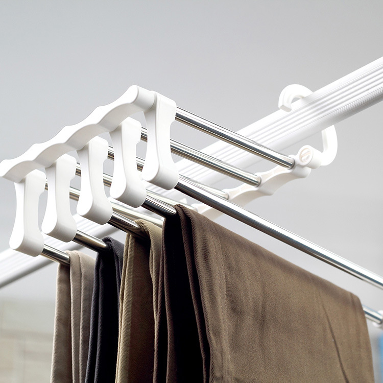 35823 Hanging Five-in-one anti-wrinkle Magic Pants Rack Cabinet, Multi-functional telescopic stainless steel pants drying rack, Double Hook style Item Picture