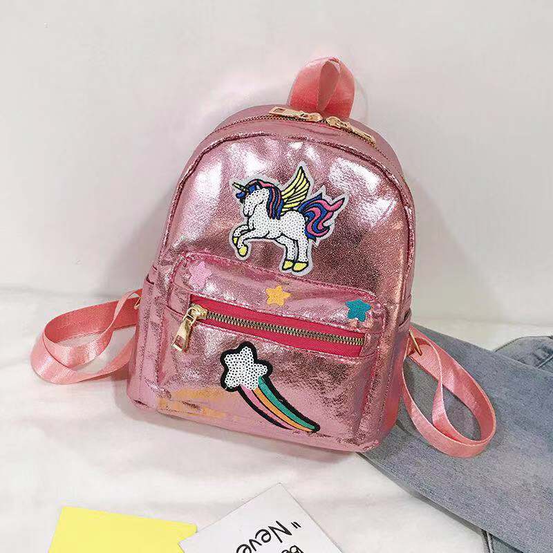 Bolsa de niños de comercio exterior niña linda moda brillante facetado unicornio mochila escolar 2019 nueva versión coreana rainbow backpack Application Scenario