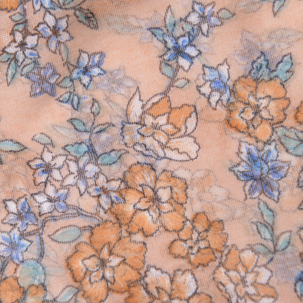 2021 new polyester garden floral print spring and summer leisure ladies scarf shawl scarf manufacturers direct spot Specification drawing