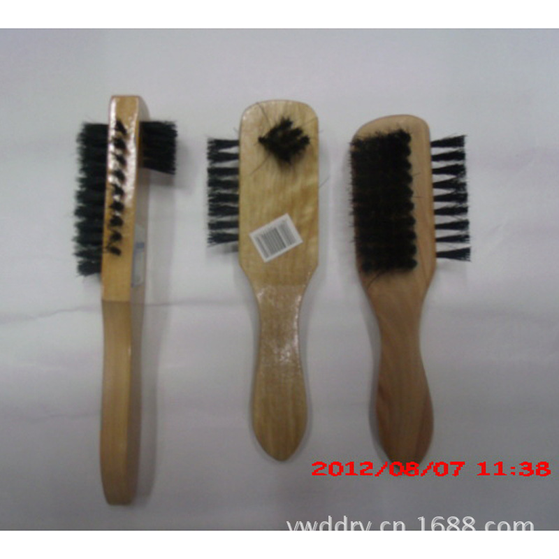 Factory direct sales of shoe brushes, shoe brushes, pig bristle shoe brushes, solid wood 3-sided shoe brushes details Picture
