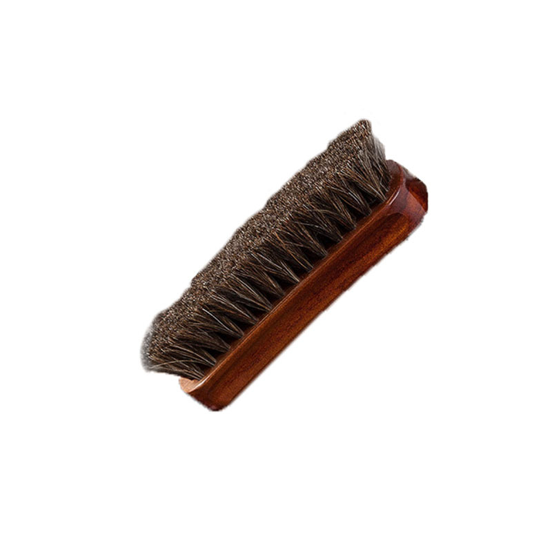 Custom-made shoe polish with horsehair brush and wood, paired with a red horsehair and wood shoe brush Specification drawing