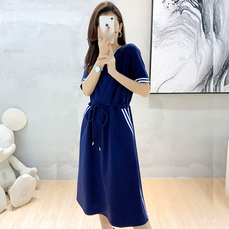 O Row boutique Loose Tee Skirt 202 Summer drawstring waist pocket MIDI Dress F480 Shenzhen Dress