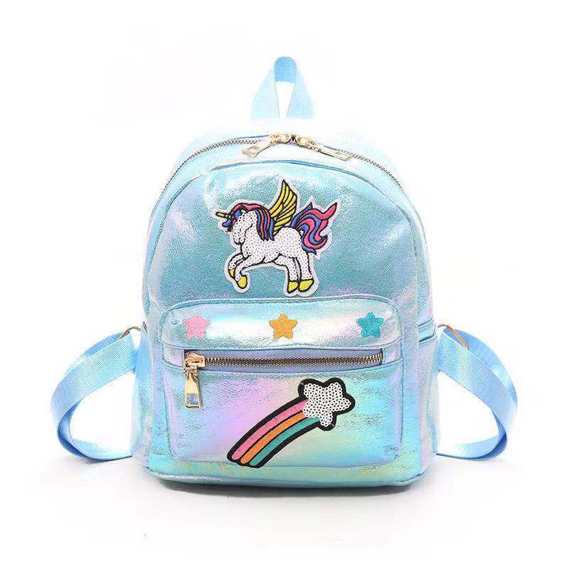 Bolsa de niños de comercio exterior niña linda moda brillante facetado unicornio mochila escolar 2019 nueva versión coreana rainbow backpack Item Picture