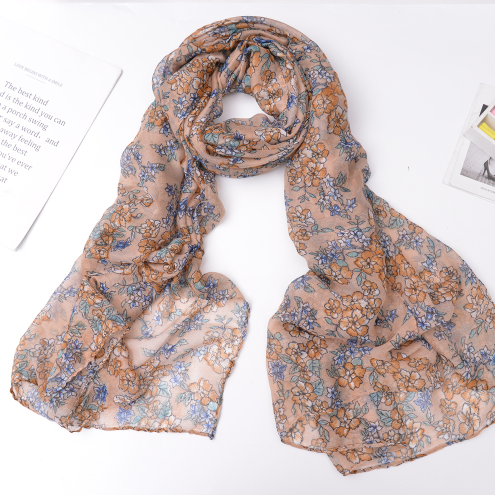 2021 new polyester garden floral print spring and summer leisure ladies scarf shawl scarf manufacturers direct spot full figure