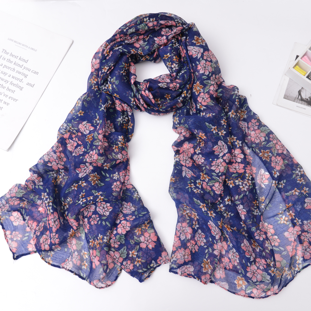 2021 new polyester garden floral print spring and summer leisure ladies scarf shawl scarf manufacturers direct spot Item Picture