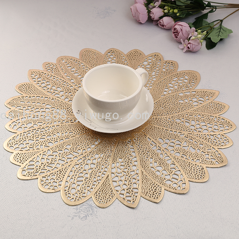 Sunflower hollowed-out Amazon cross-border restaurant kitchen table European-style coffee coasters, easy-to-maintain placemats and plate MATS Specification drawing