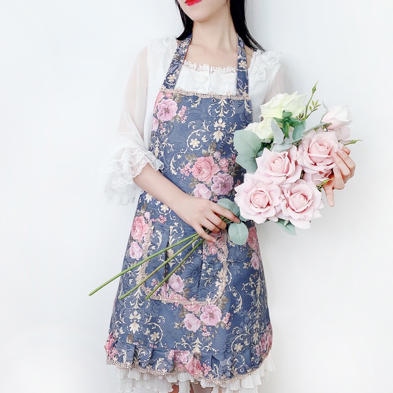 独特热销田园风格双层防水时尚女士家务整洁厨房工作围兜定制围裙