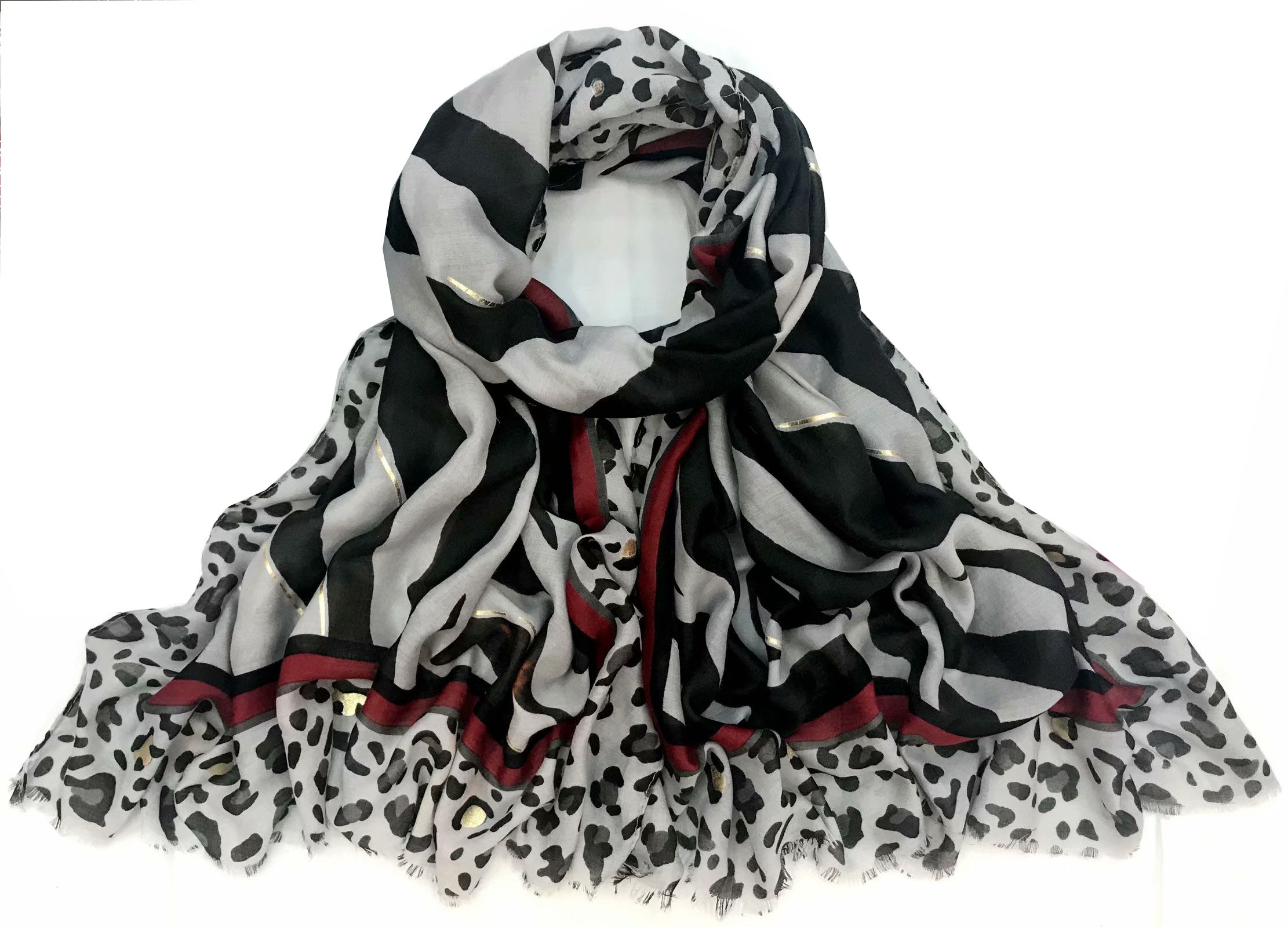 60 satin printed and gold-embossed 90*180 long and thin autumn and winter scarves in zebra print are in stock details Picture