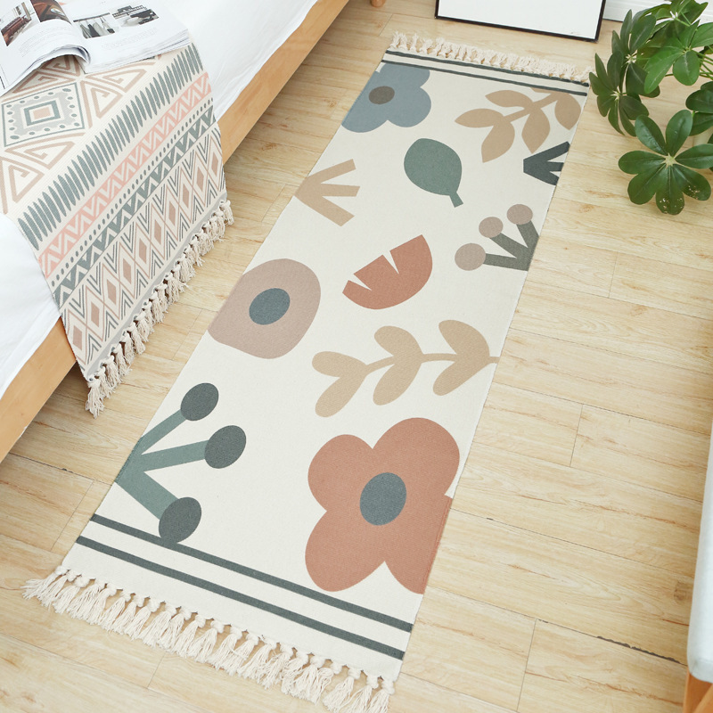 民族风北欧编织地垫文艺ins装饰地毯桌旗挂毯编织可定制地毯地垫
