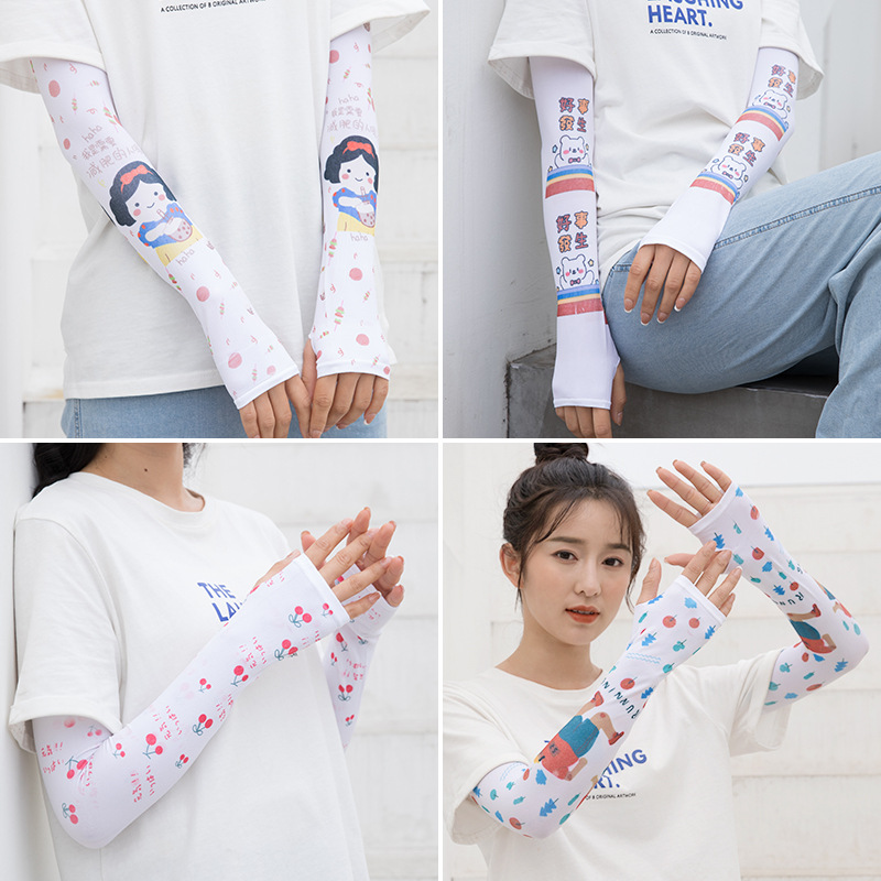 2021春夏季防晒袖套薄款冰丝手袖女骑车户外冰手臂套日系小清新袖
