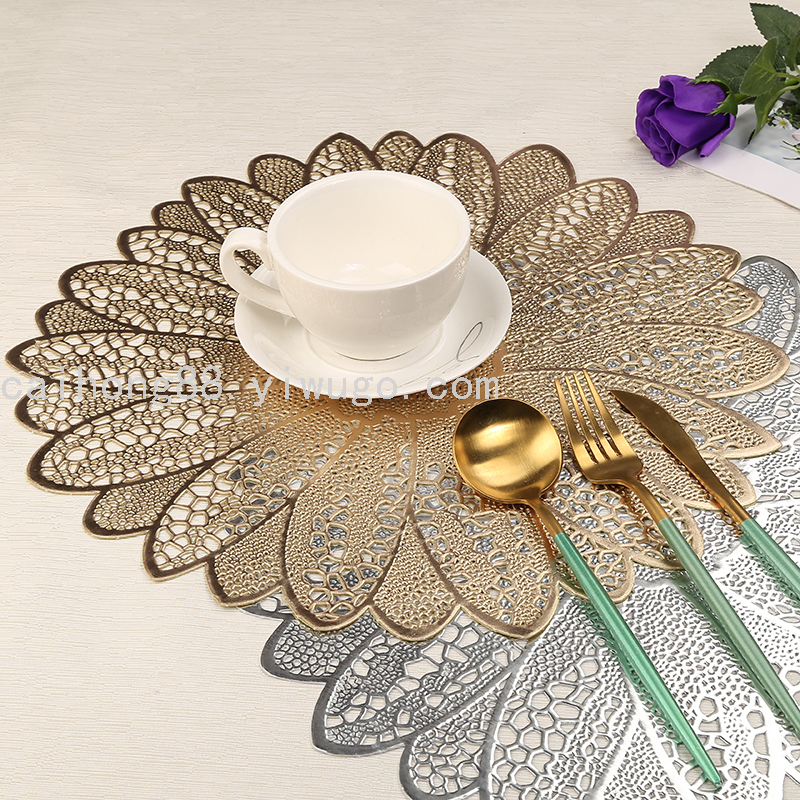 Sunflower hollowed-out Amazon cross-border restaurant kitchen table European-style coffee coasters, easy-to-maintain placemats and plate MATS full figure