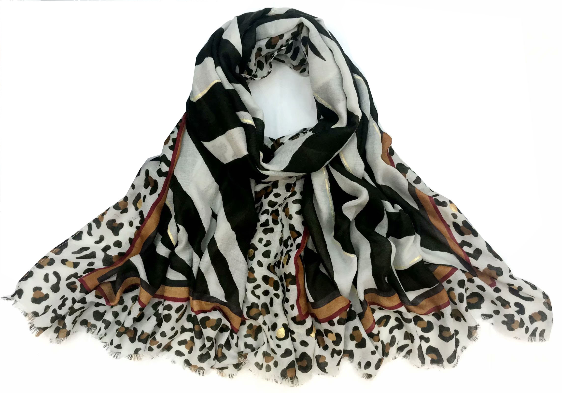 60 satin printed and gold-embossed 90*180 long and thin autumn and winter scarves in zebra print are in stock Specification image