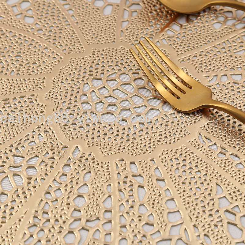 Sunflower hollowed-out Amazon cross-border restaurant kitchen table European-style coffee coasters, easy-to-maintain placemats and plate MATS Application Scenario