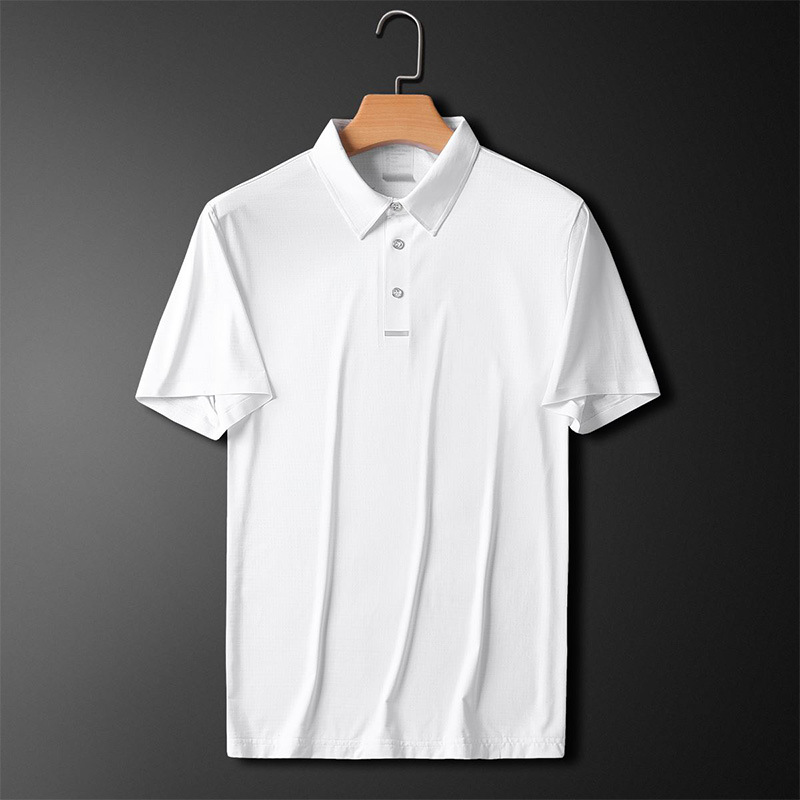 Summer new men's business PLO shirt no trace pressed high elastic ice thin short sleeve casual lapel tide T-shirt