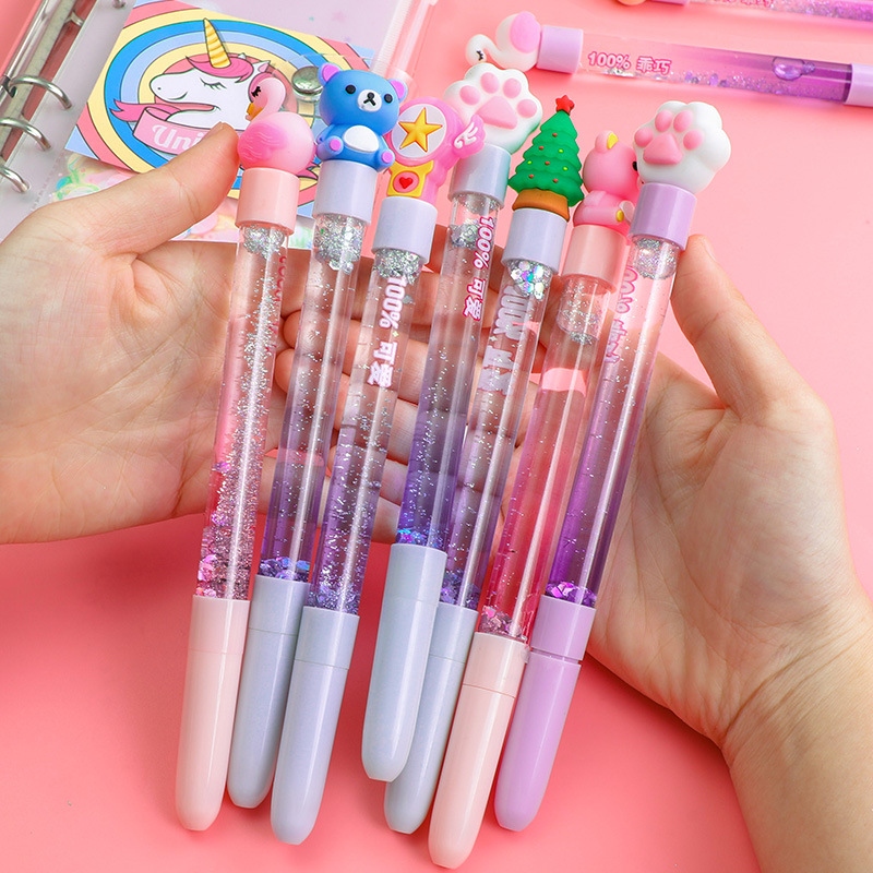 The new best-selling Korean creative planner, oil-filled flowing sand pen, fairy pen, cartoon cute and colorful gel pen, is selling well details Picture