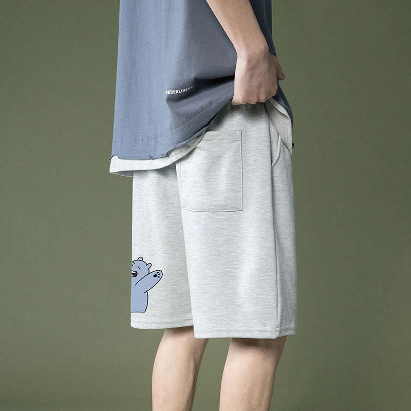 Men's sports shorts Loose casual basketball pants summer thin style trend wear five medium pants gray pants