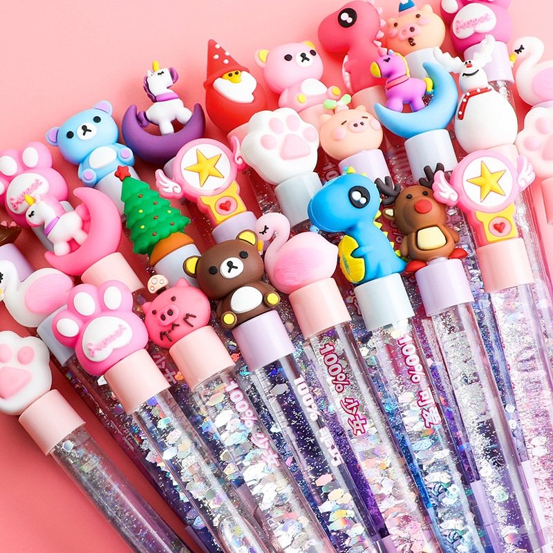 The new best-selling Korean creative planner, oil-filled flowing sand pen, fairy pen, cartoon cute and colorful gel pen, is selling well full figure