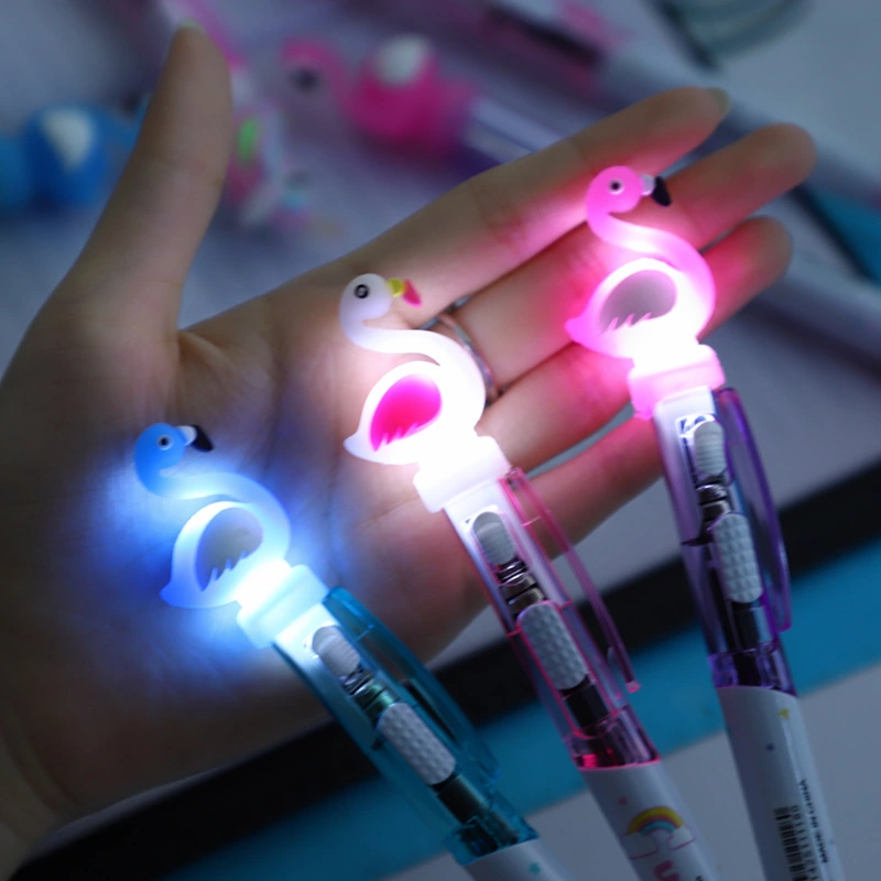 Creative cartoon unicorn light pen, cute luminous ballpoint pen, student stationery 0.5mm writing and learning supplies Specification drawing