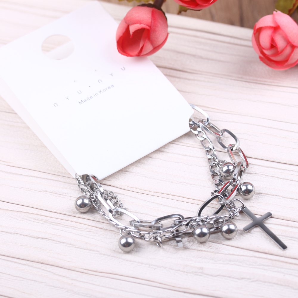 The multi-layered retro and cold style bracelet in the boutique features a simple Korean style, individualistic hip-hop, and niche design trends on Instagram Application Scenario