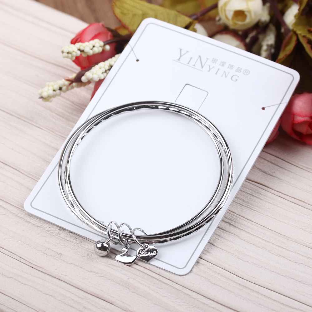 Wholesale of artistic and fresh three-piece silk electroplated bell bracelets and student wristbands in silver Item Picture