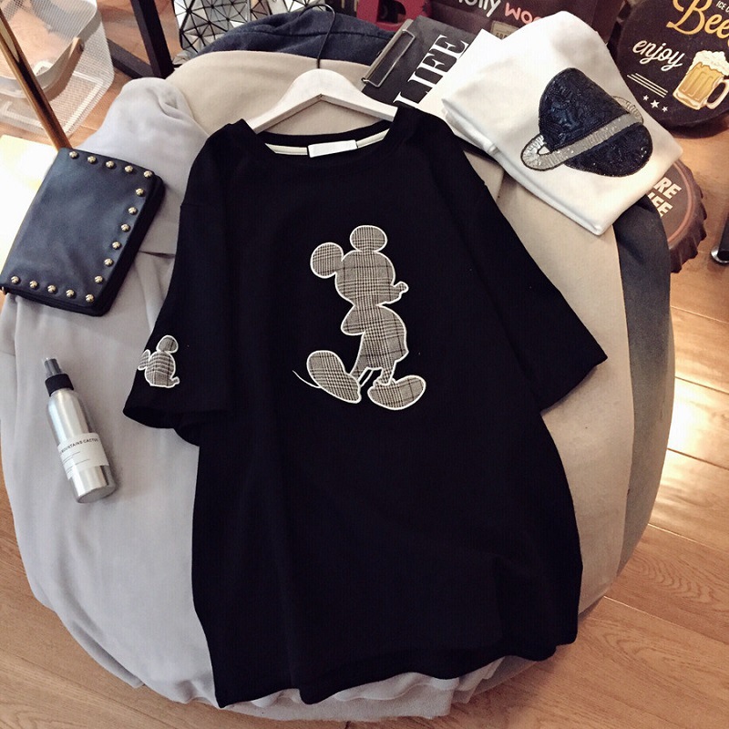 The new Mickey Mouse T-shirt for plus-size women in 2021 is a trendy choice for summer girls. The short-sleeved Mickey Mouse T-shirt can cover the belly and make you look slimmer Specification image