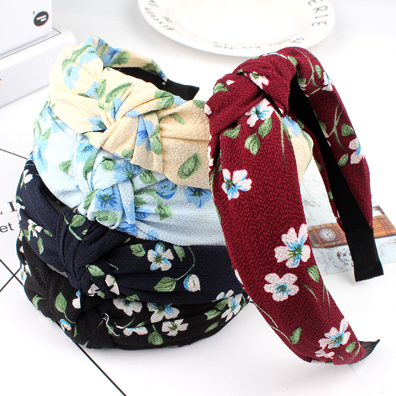Korean fabric knotted chiffon polka dot hair bands, popular wide-edge hair accessories, cute women's headbands and hair bands wholesale Specification drawing