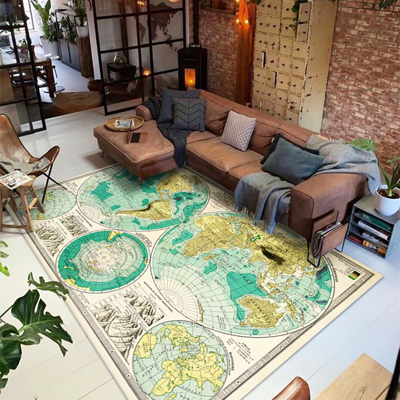 跨境亚马逊货源世界地图办公室地毯欧式客厅地毯茶几沙发地垫详情图3