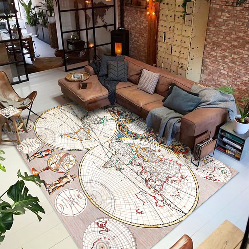 跨境亚马逊货源世界地图办公室地毯欧式客厅地毯茶几沙发地垫