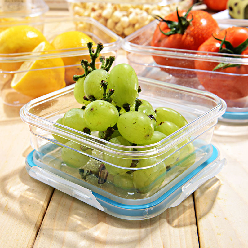 Three-Piece Plastic Food Storage Box Set, Square Storage Box, Lockup Transparent Box, Fruit Food Storage Box, Food Food Storage Box Specification drawing