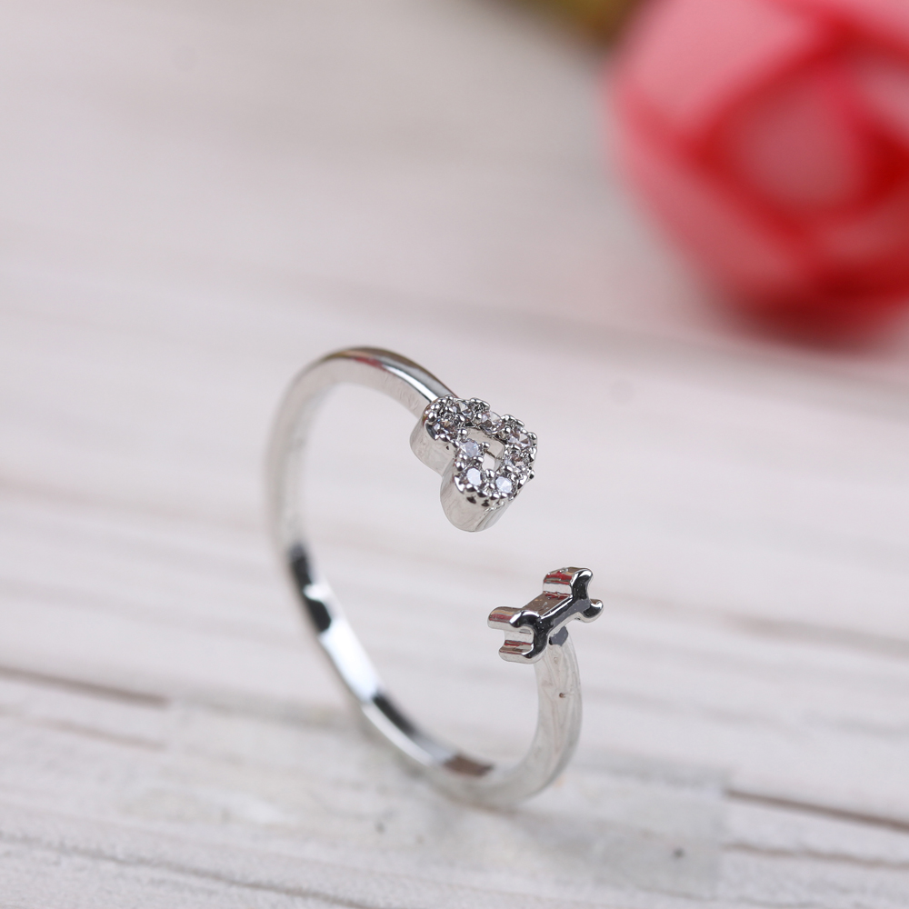 10-yuan store accessory wholesale: Minimalist diamond-encrusted open-end ring, trendy men's and women's joint index finger tail ring details Picture