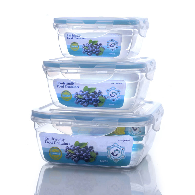 Three-Piece Plastic Food Storage Box Set, Square Storage Box, Lockup Transparent Box, Fruit Food Storage Box, Food Food Storage Box Application Scenario