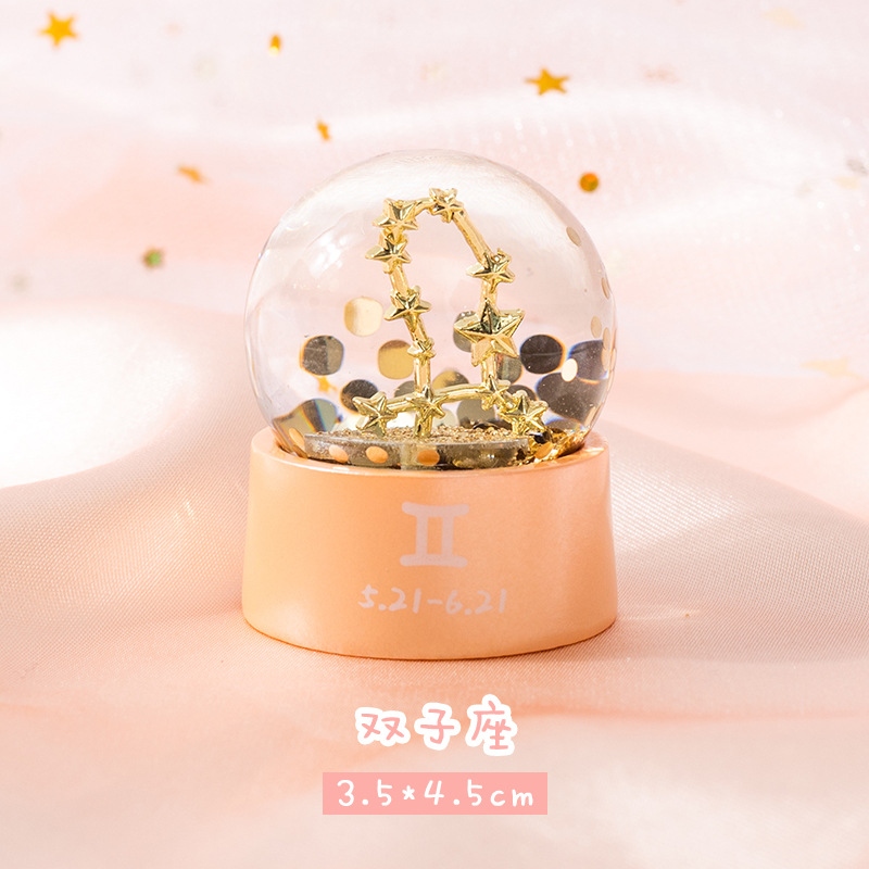 Twelve zodiac glass crystal balls, girlish desktop decoration resin ornaments, birthday gift creative crystal balls Item Picture