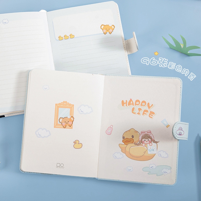 Cartoon Cow Girl pu magnetic buckle Book 36k Girl's Heart Color Page Notebook Student Diary Plan Book Diary Application Scenario