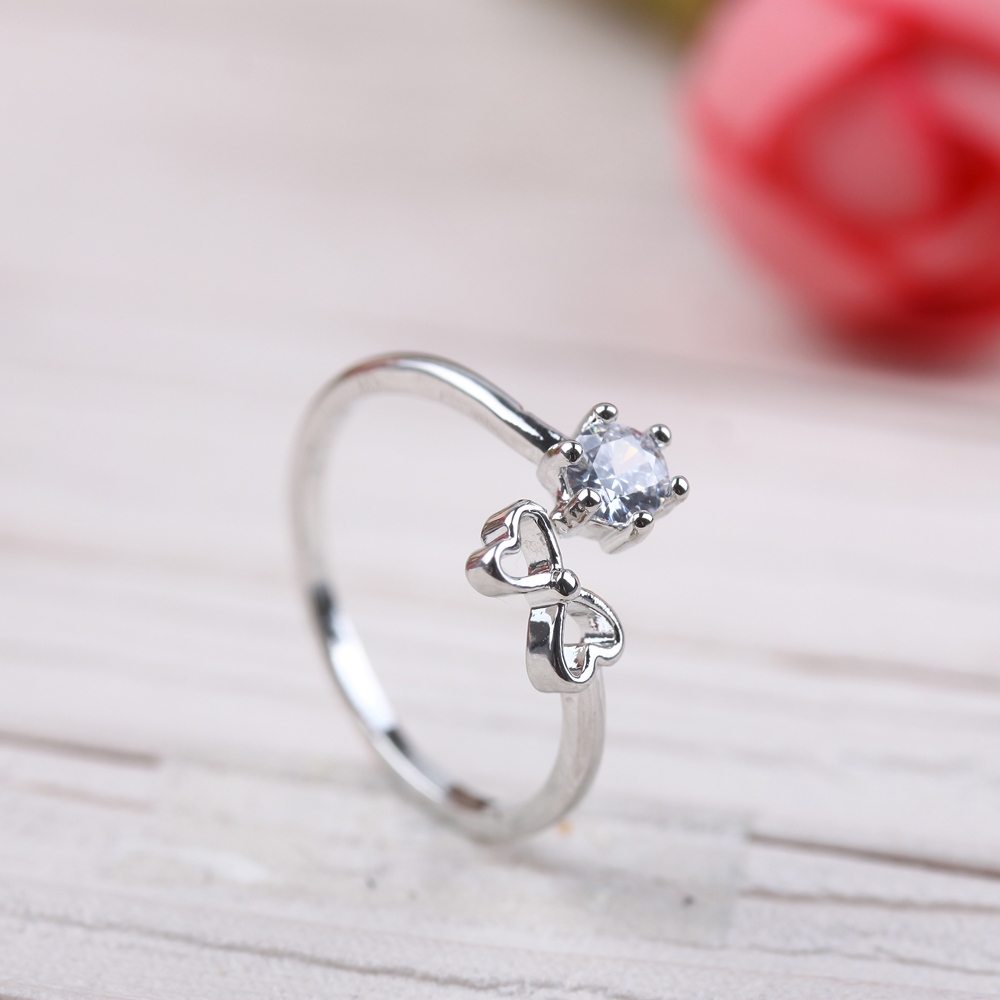 10-yuan store accessory wholesale: Minimalist diamond-encrusted open-end ring, trendy men's and women's joint index finger tail ring Specification image