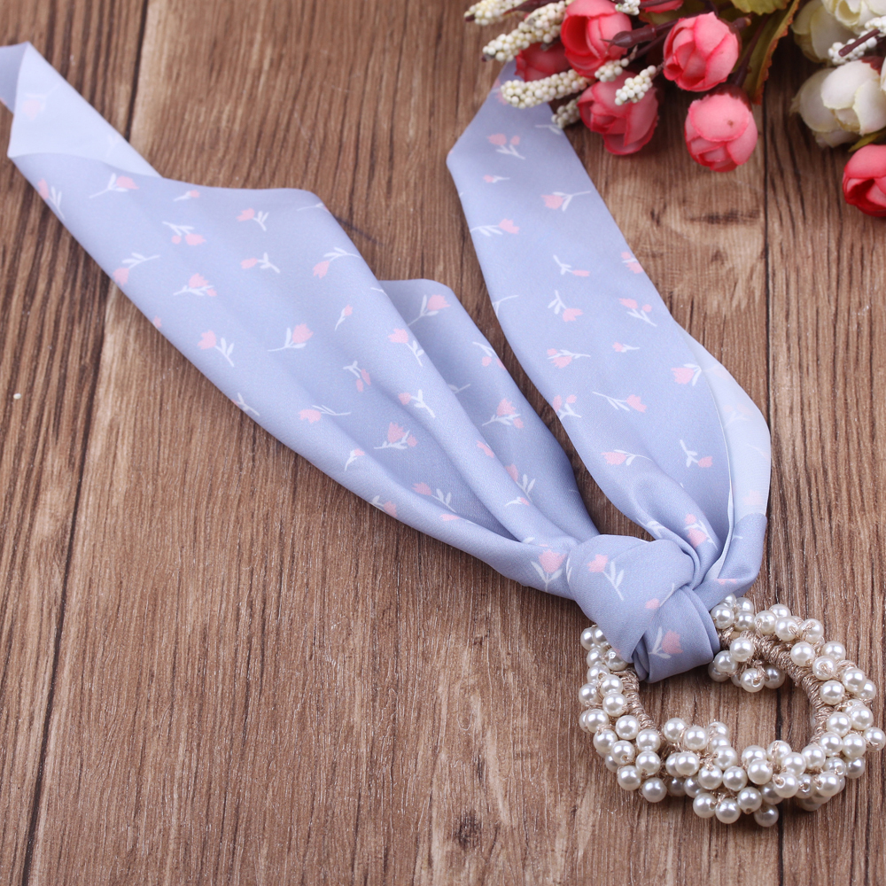 Pearl bow ribbon hair tie, forest-style super fairy hair band, women's ponytail long ribbon hair tie, summer tie hair tie Application Scenario