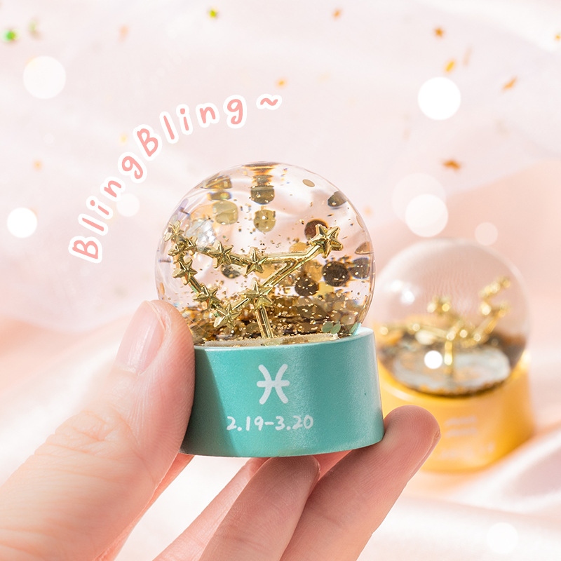 Twelve zodiac glass crystal balls, girlish desktop decoration resin ornaments, birthday gift creative crystal balls Specification drawing