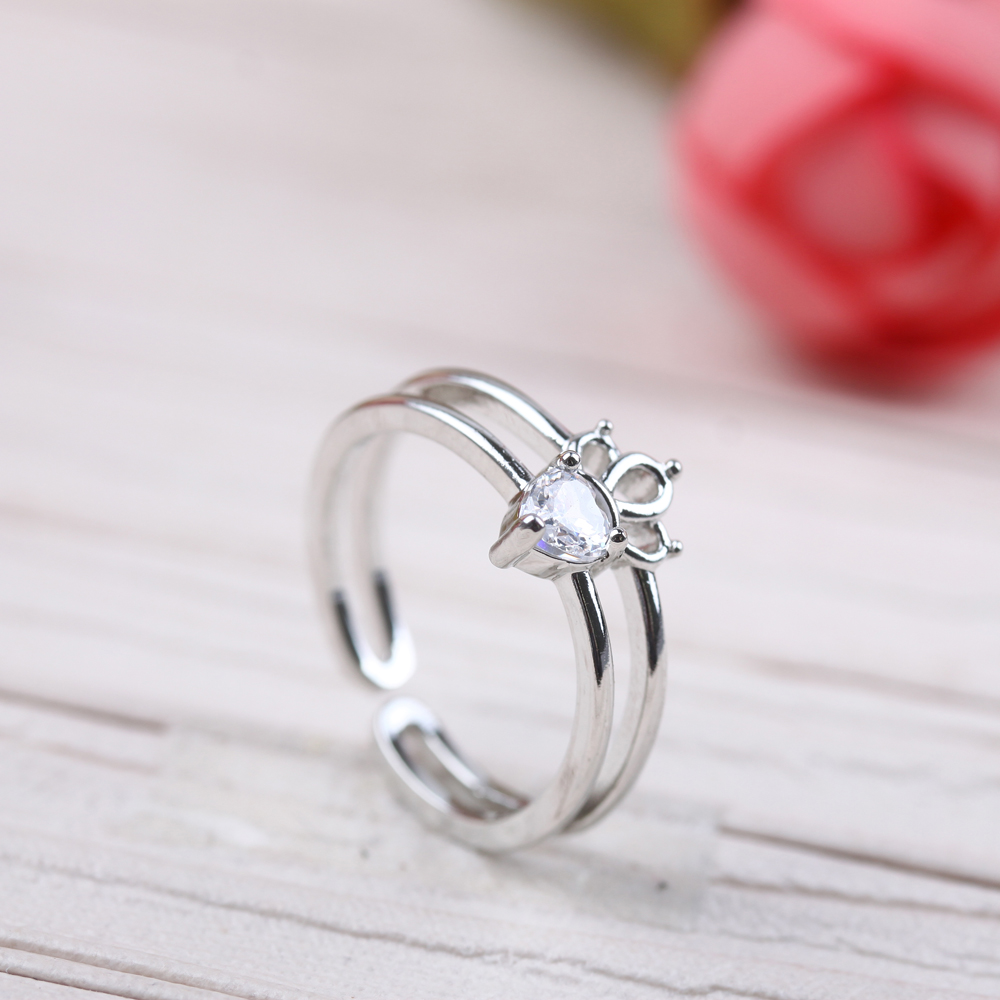 10-yuan store accessory wholesale: Minimalist diamond-encrusted open-end ring, trendy men's and women's joint index finger tail ring