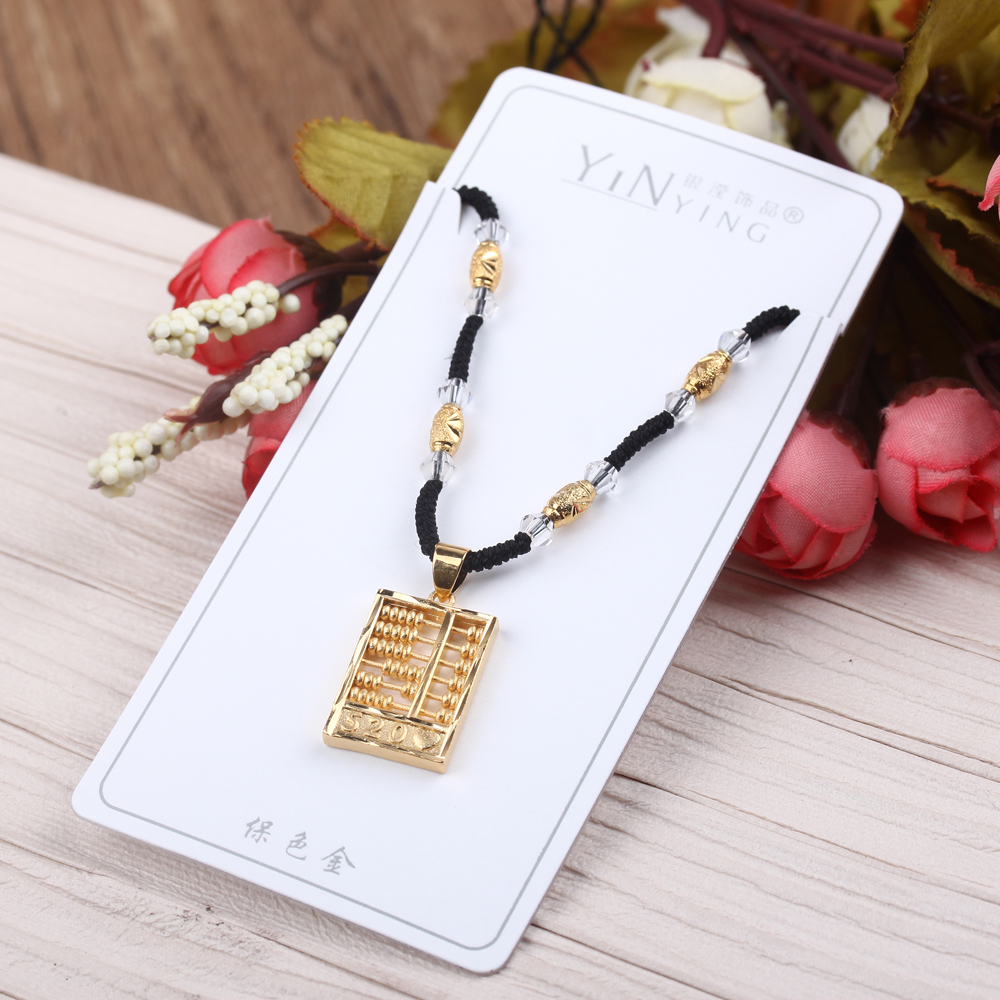 Yiwu jewelry wholesale: Women's ethnic-style necklaces, gold pendants, cotton and linen red ropes for the zodiac year details Picture
