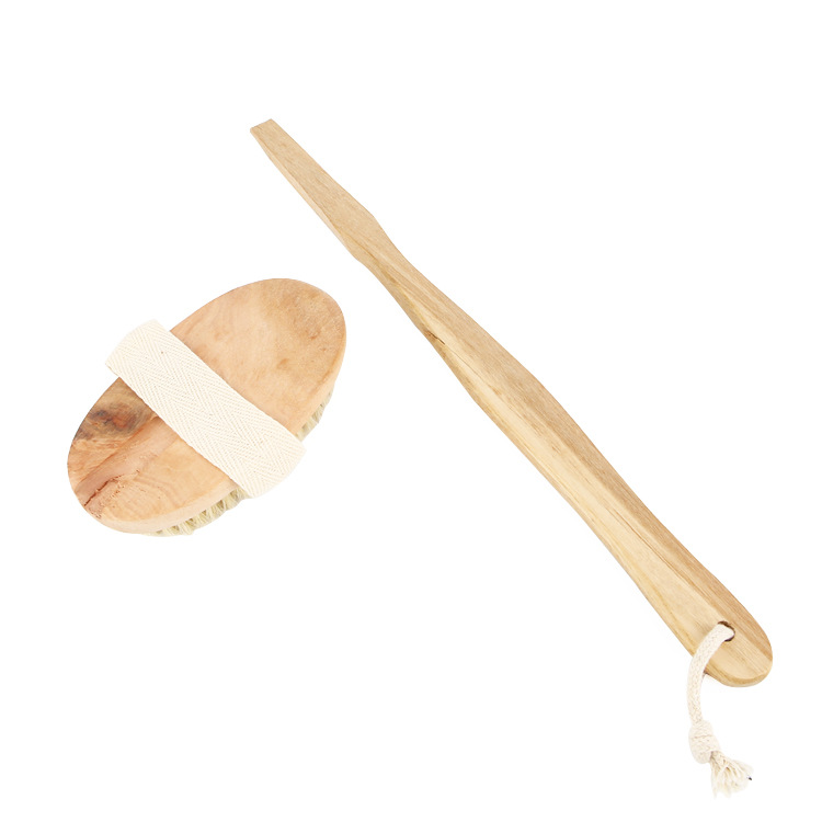 Cepillo de baño de madera cepillo de cerdas de cerdo de baño con mango largo fregador de espalda de madera desmontable cepillo de baño de cerdas blandas Item Picture