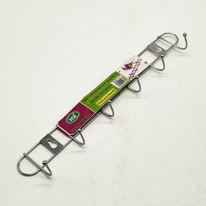 阳光百货电镀不锈钢挂衣钩门后衣帽钩毛巾挂钩厨房6排钩免打孔钩