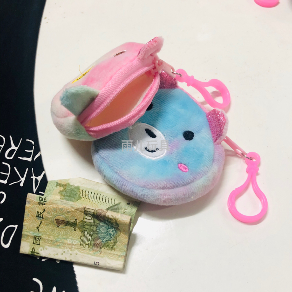 Plush toy wallet, children's coin purse, cartoon embroidery wallet, 8cm round unicorn wallet, tie-dye coin purse Item Picture